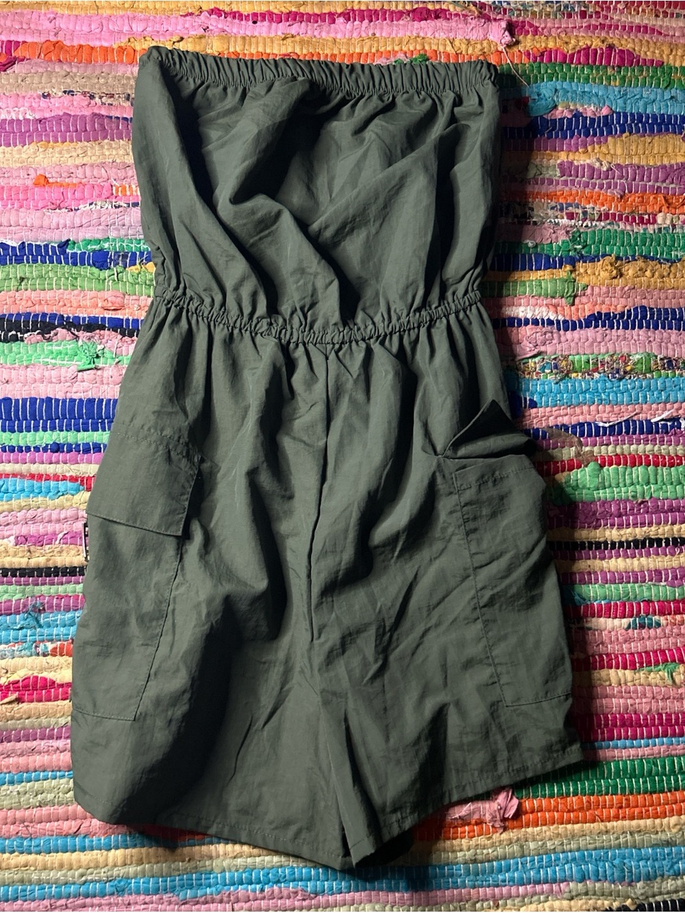 No Boundaries Olive Strapless Romper